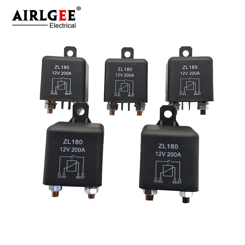 5 Pcs New DC12V/24V 200A Large Current Car Starter Relay ZL180 Split Charge 4Pin Power Electromagnetic Relay For Car Truck Boat