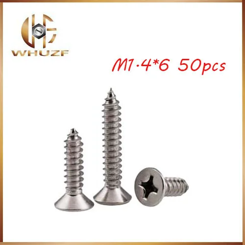 

Free shipping 50pcs M1.4 M1.7 M2 M2.3 M2.6 high quality 304 Stainless Steel Countersunk Cross Head Self Tapping Screws