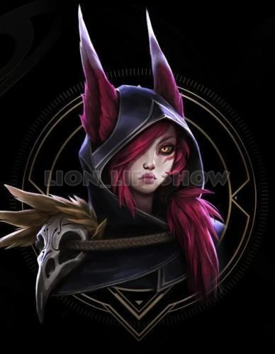Xayah Wig Ears  New 136th Champion LOL Cosplay Red Ponytail image 3