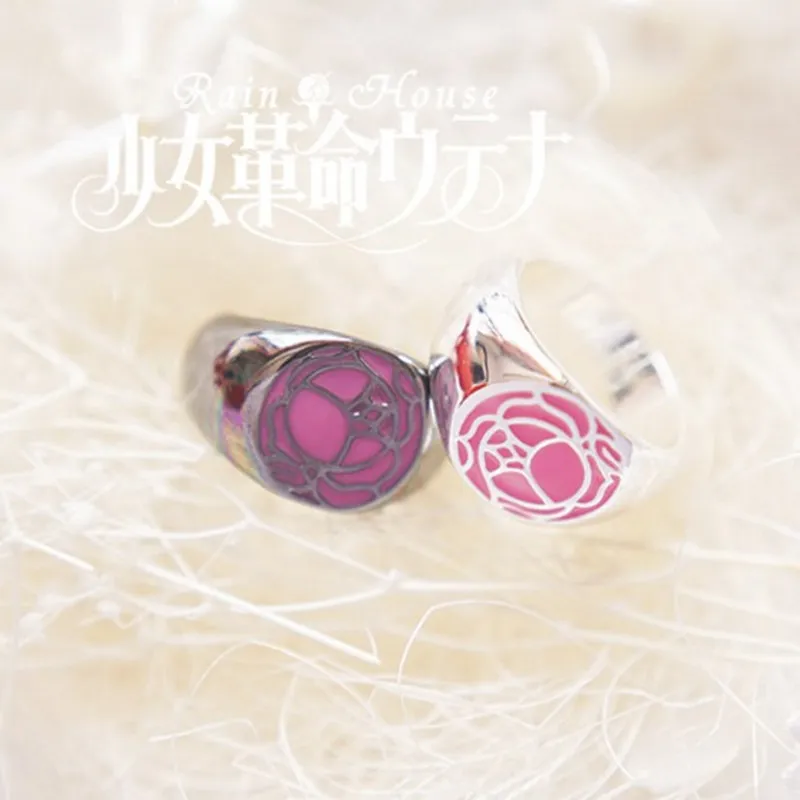 Menina revolucionária utena tenjo gem cosplay anime anel rosa signet liga anel feminino jóias acessórios cosplay distintivo