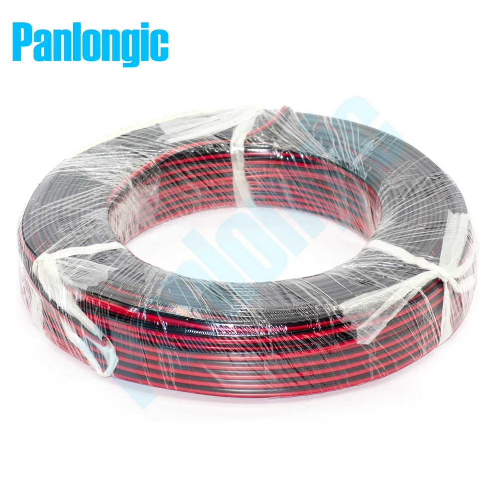 10 Meters 2 Pin Red and Black RVB Electronic Wire 0.75 Square mm PVC Parallel Copper Electronic Cable for LED Battery