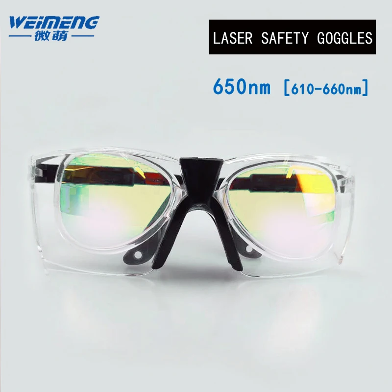 Weimeng 650nm Laser safety goggles eye protection 610-660nm Reflect red light transparent double-deck OD+6 For Laser Machine