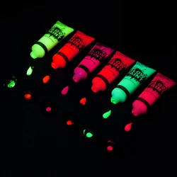 6  Colors Acrylic Paint Glow in the Dark gold Glowing paint Luminous Pigment Fluorescent Powder painting for Nail Art supplies