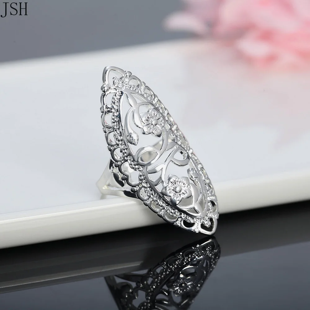 Beautiful solid Retre flower SILVER ring women cute noble pretty fashion Wedding silver color NICE women Lady Ring jewelry R698