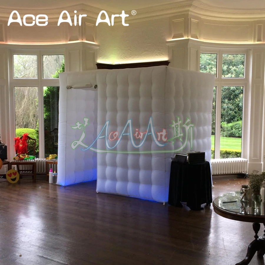 Left curtain door inflatable lighting photo booth,private photographer selfie backdrop/enclosure indoor or outdoor using