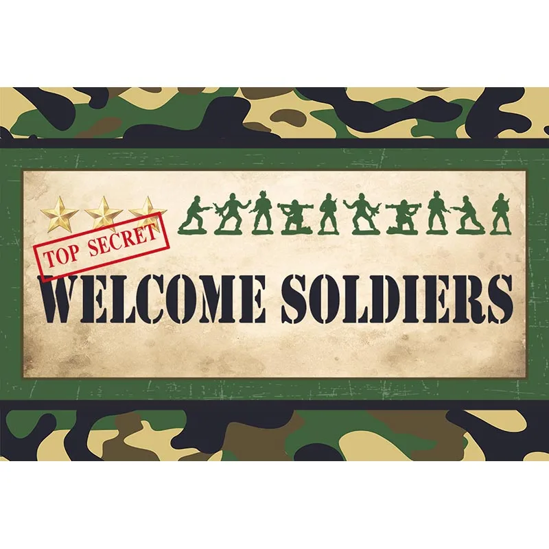  Army Men Welcome Sign Photo Backdrop Party Decorations Banner Commando Marines Parties Supplies Vinyl Cloth 199