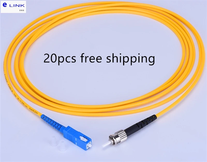 SC-ST UPC SM fiber optic patch cord Simplex Single mode 3.0mm jacket cable optical fibre jumper Free shipping ELINK 20pcs