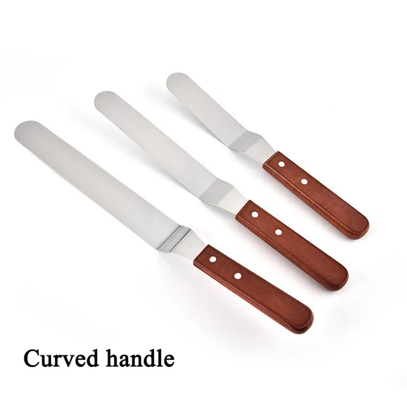 3pcs/set Angled Icing Spatula Stainless Steel Cream Cake Butter Spatula Cake Smoother Scraper Polisher Ustensiles Kitchen Gadget