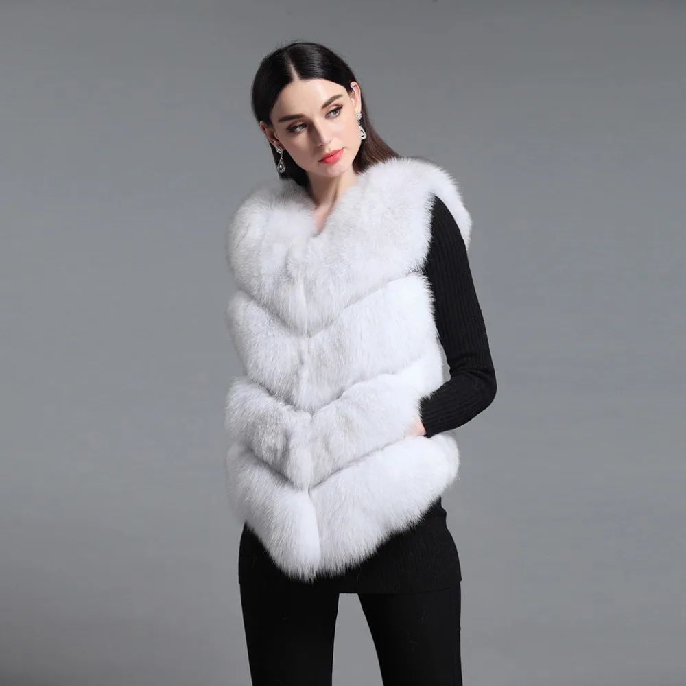 Pelliccia di volpe Della Maglia per Le Donne 16274 Pelle Pieno Nuovo Arrivo Reale Gilet di Pelliccia di Volpe Naturale Pelliccia Outwear Storia