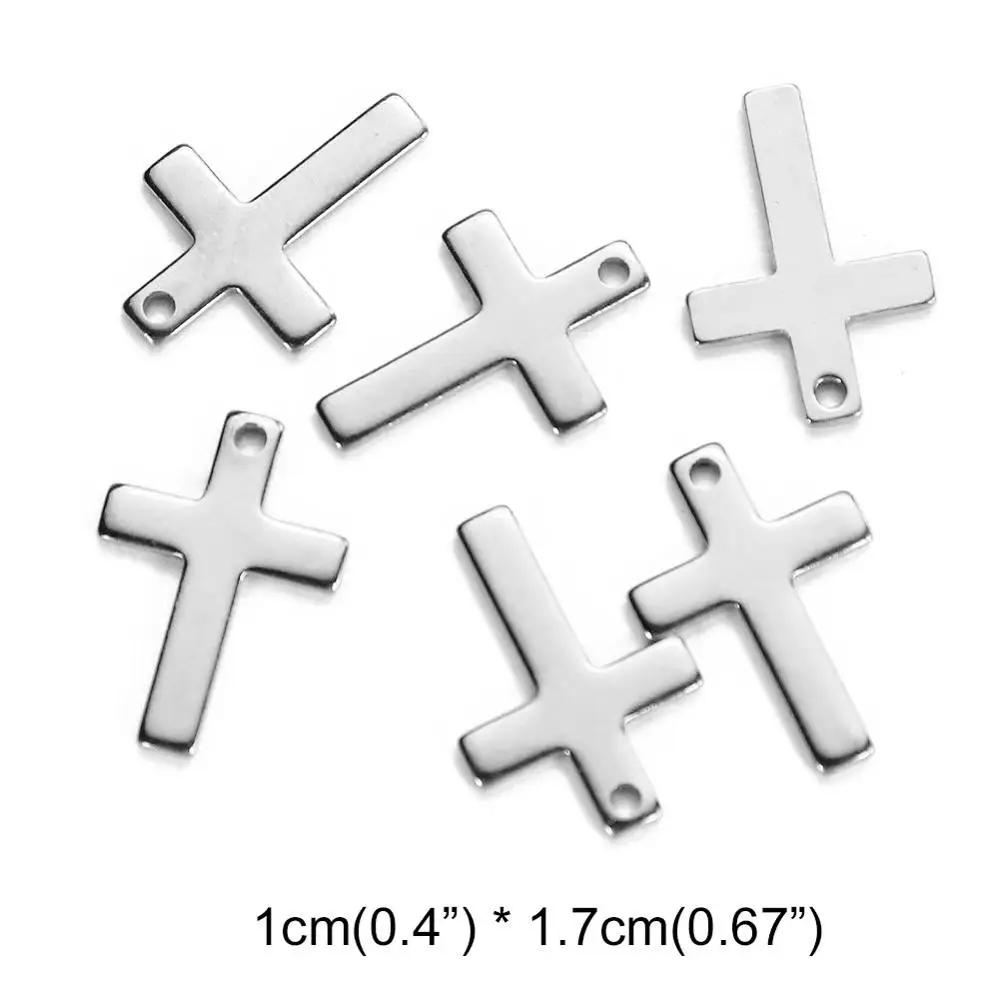 20Pcs/lot Stainless Steel Cross Charms For Bracelet Necklace Accessories Religious Catholic Christian Jewelry Making