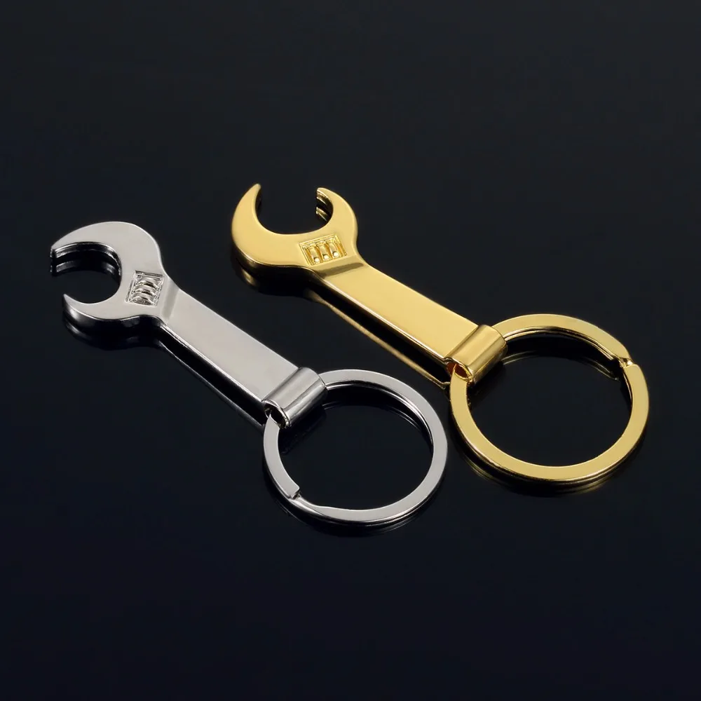 Free shipping Tool Metal Wrench Spanner Lever Bottle Opener Key Chain Keyring Gift Silver Gold 2 Color