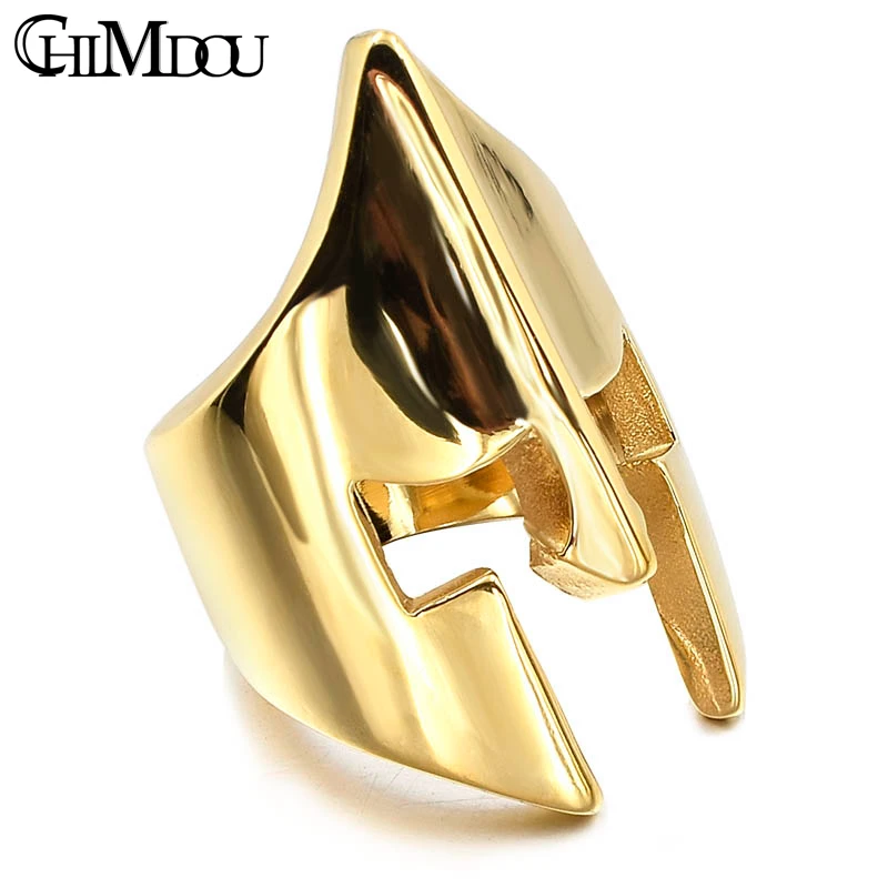 CHIMDOU Black&Silver Color Stainless Steel Ring 2022 Party Spartan Helmet Ring Men Jewelry New Arrival PUNK Anillos Mujer