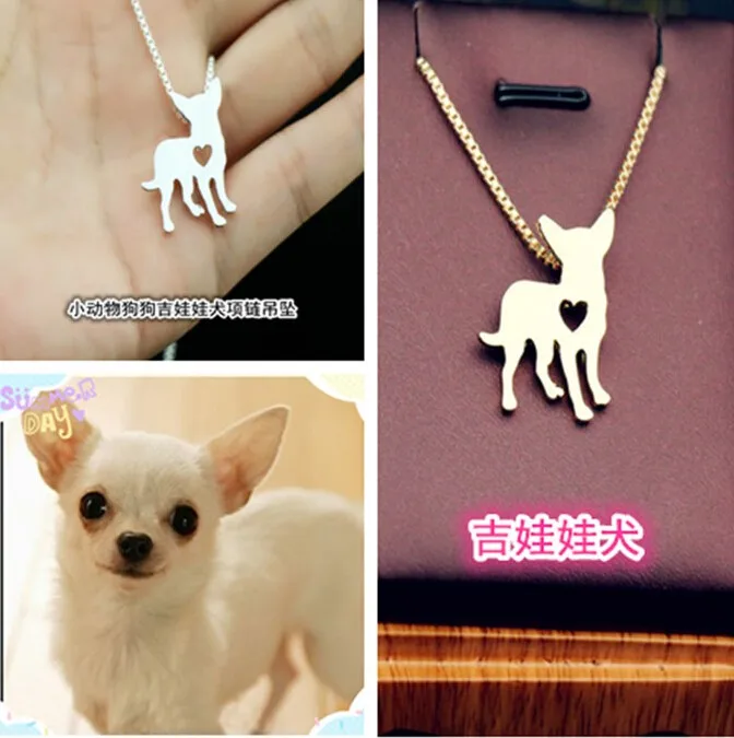 chihuahua dog necklace dog pendant animal jewelry  Handmade Carved hollow accessory Golden colors plated fast delivery