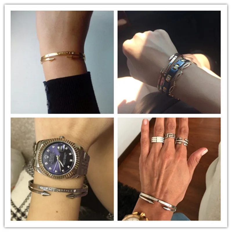 New Arrival Brand Conical Arrows Cubic Zirconia Stone Bracelets & Bangles Gold Color \