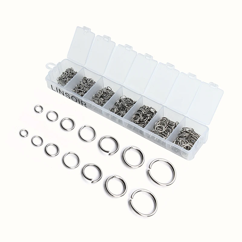 770pcs/lot Mix Size Open Jump Ring 3 4 5 6 7 8 10mm Stainless Steel Silver Tone Split Loop Rings for DIY Jewelry Connector F3702