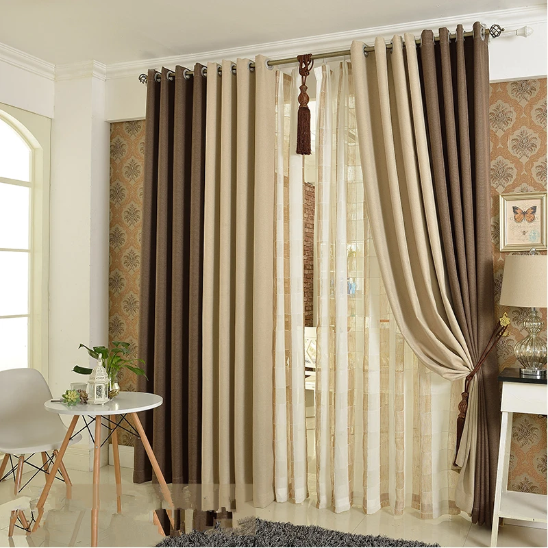 Custom Made Beige Coffee Bedroom 75% Blackout Window Kitchen Luxury Curtains Doors For Living Room Window Curtains Drapes