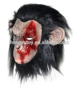 Halloween Dress Up Horror Gorilla Head Mask Latex Baboon Cosplay Fancy Dress