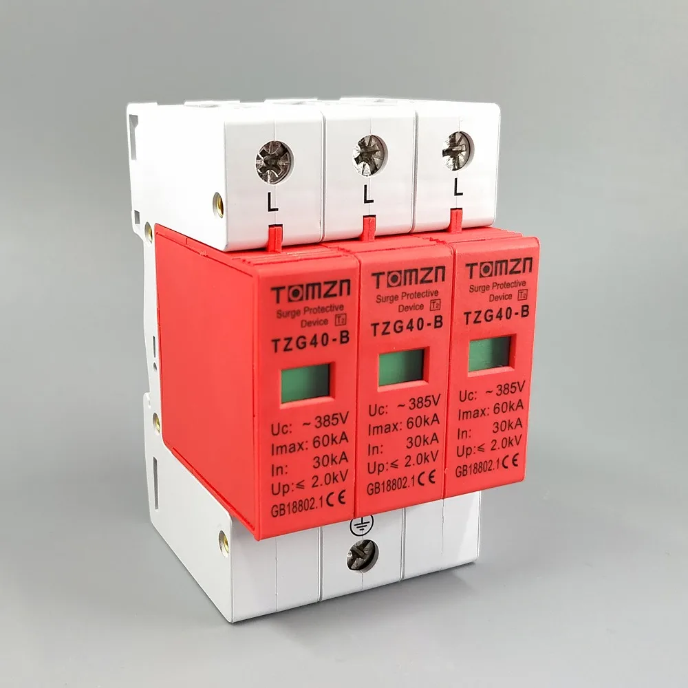 AC SPD 3P 30KA~60KA  B ~385V  House Surge Protector Protective Low-voltage  Arrester Device