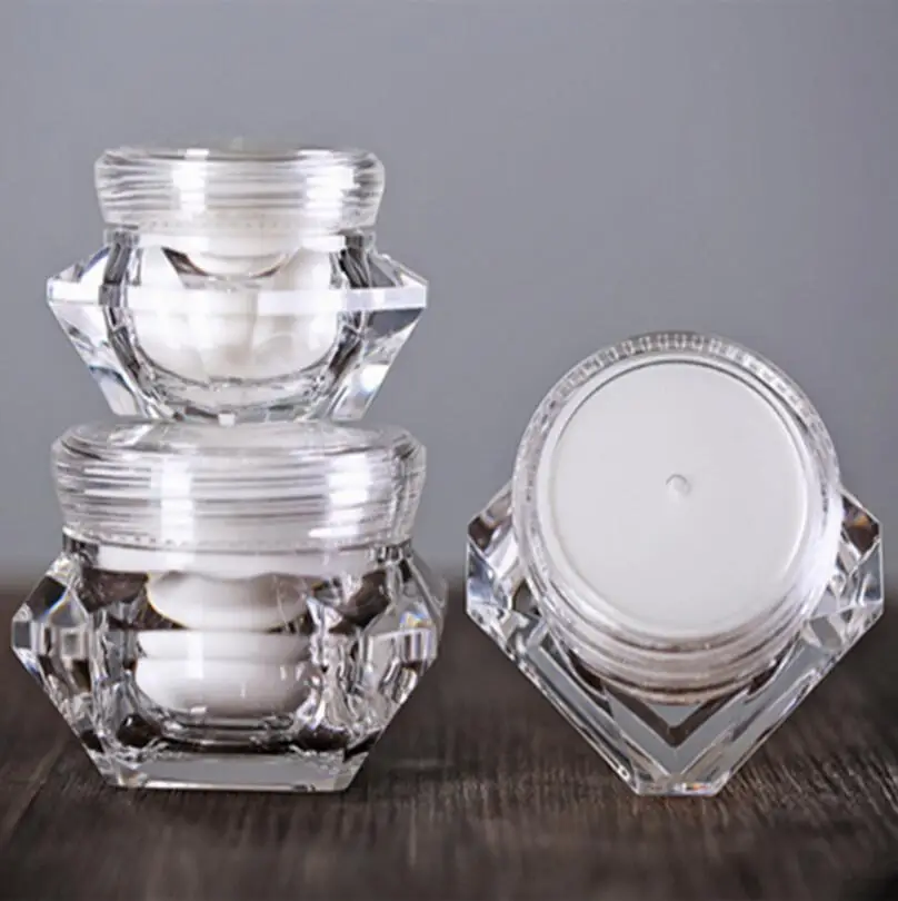 Wholesale 3g 5g 10g Clear Diamond Shaped Empty Bottles Acrylic Cream Jar Containers For cosmetic Packing