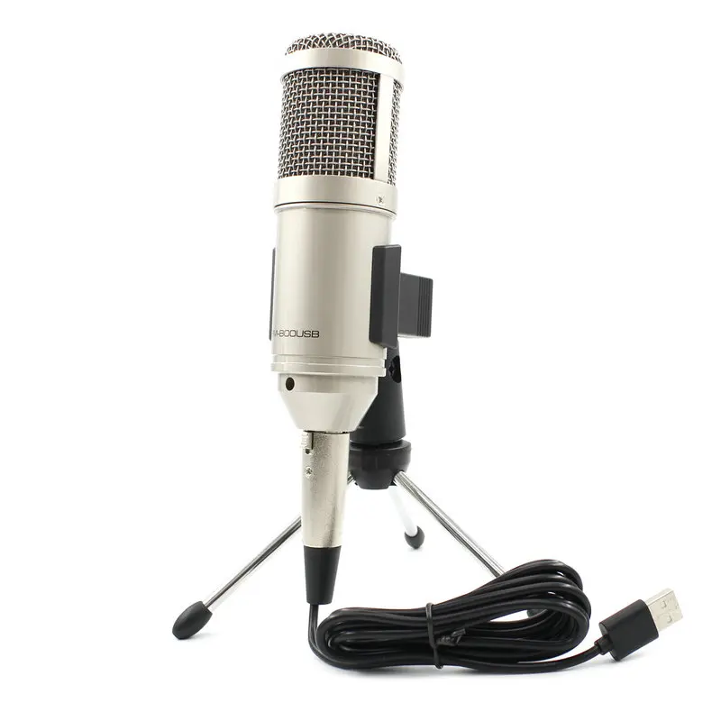 BM 800 mikrofon kondensor USB, Studio dengan Tripod berdiri mikrofon dapat disesuaikan untuk rekaman komputer Karaoke PC ditingkatkan BM800
