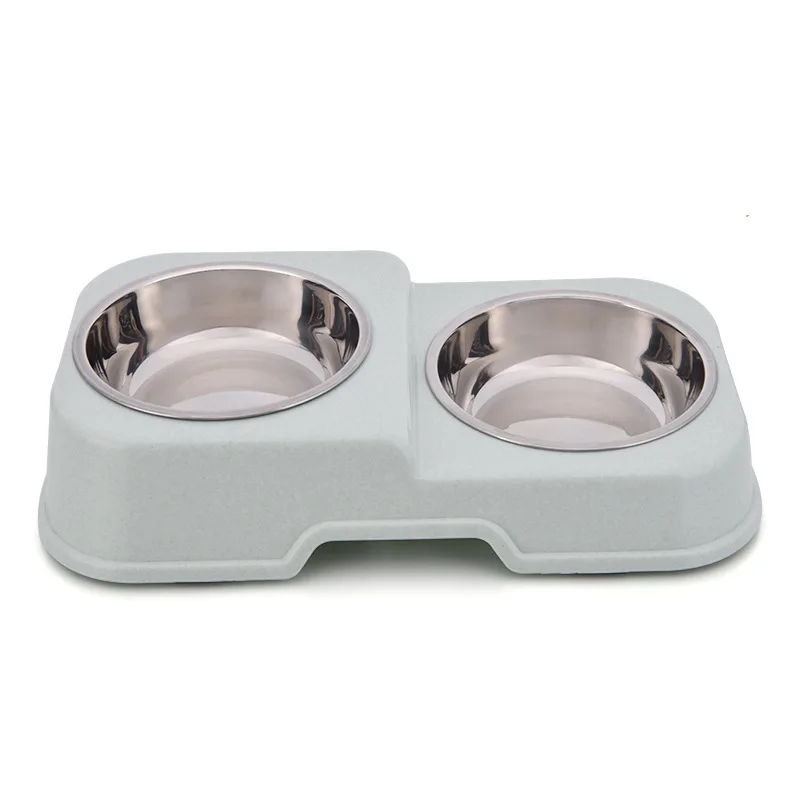 Anti-skid cat bowl stainless steel dog bowl portable double dog bowl