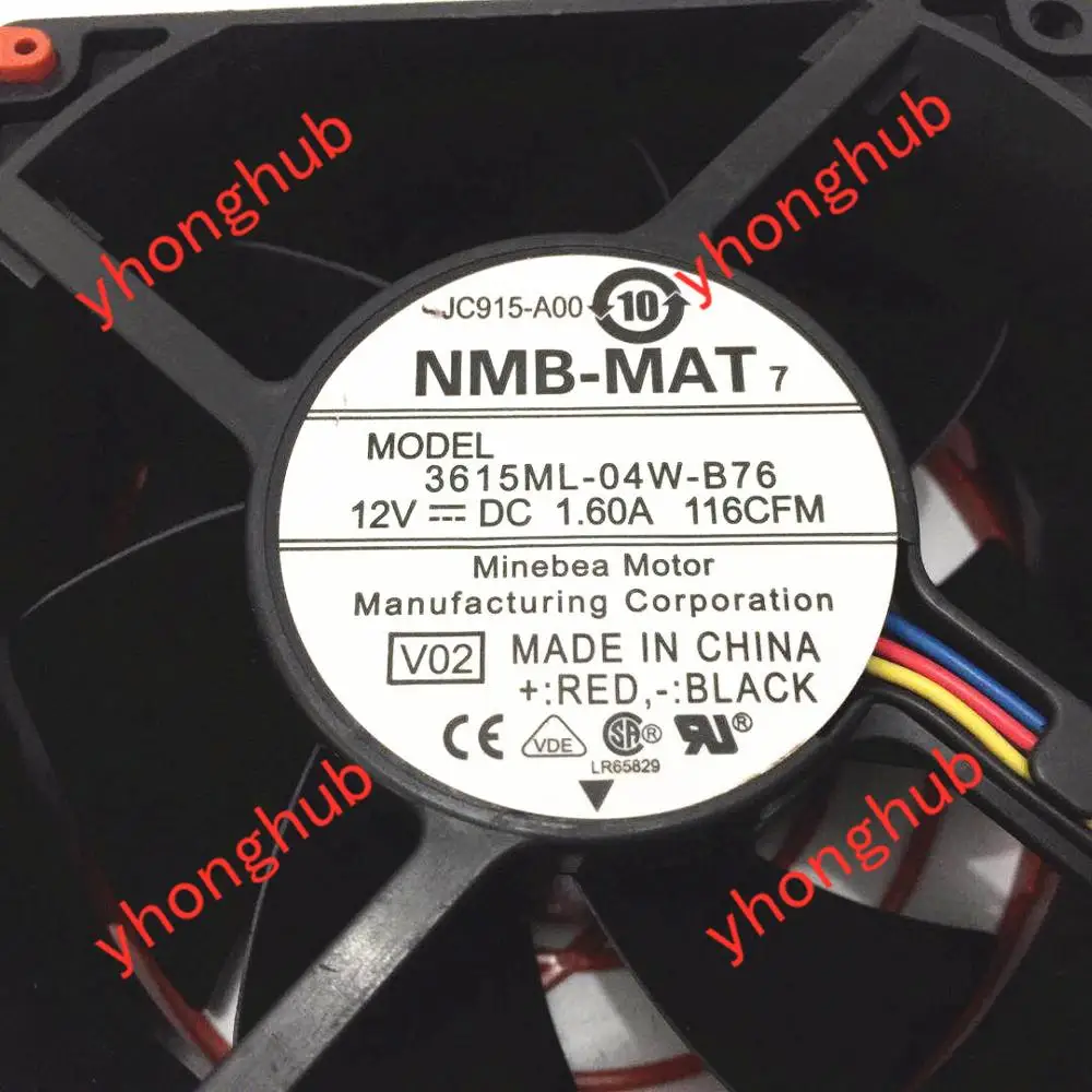 NMB-MAT 3615ML-04W-B76 V01 V02 PE1900 2900 DC 12V 1.60A 92X92X38mm Server Cooling Fan