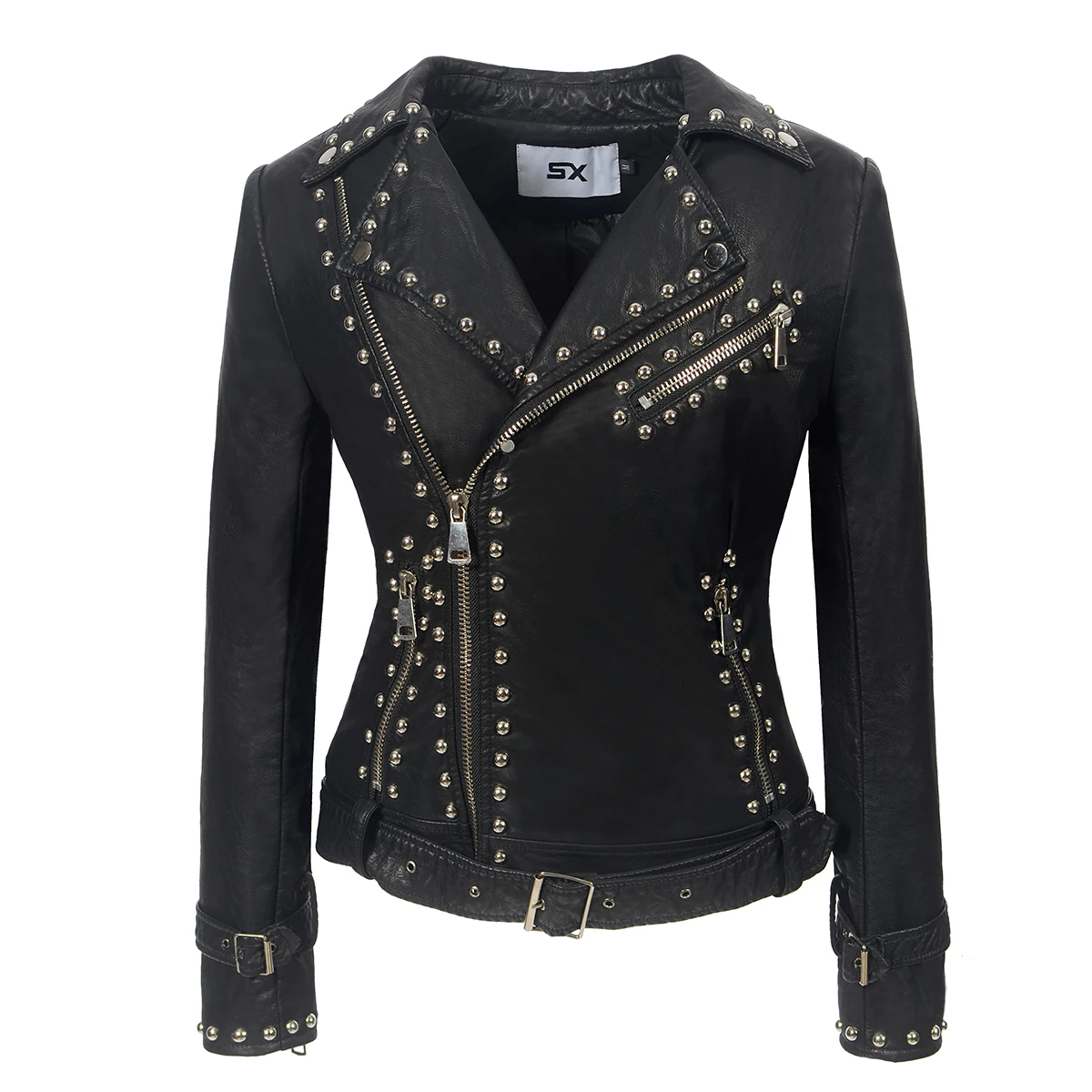 SX Fashion Autumn Winter Women PU Blazer Jacket Unique Snake Pattern Animal Ladies Faux Leather Slim Streeet Motocycle Coats