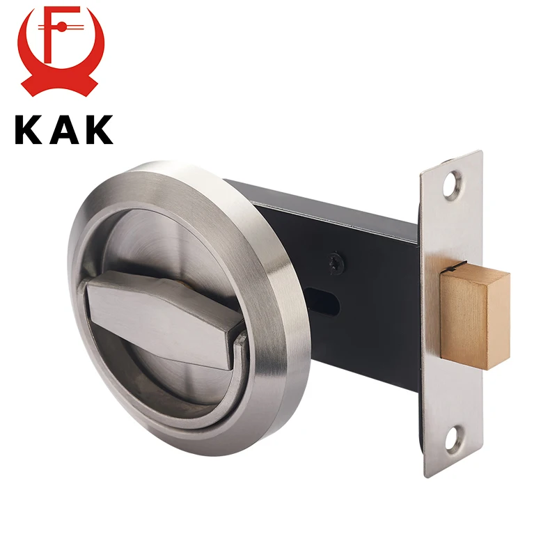 KAK Hidden Door Locks Stainless Steel Handle Recessed Invisible Keyless Mechanical Outdoor Lock For Fire Proof Home Hardware