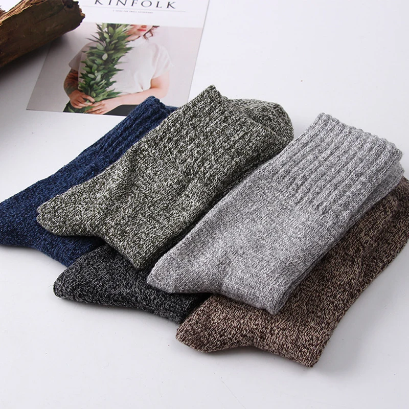 New 5 Pair/Lot Men\'s Wool Socks Stripe Casual comfortable Calcetines Hombre Thick Winter keep warm  Male High Quality