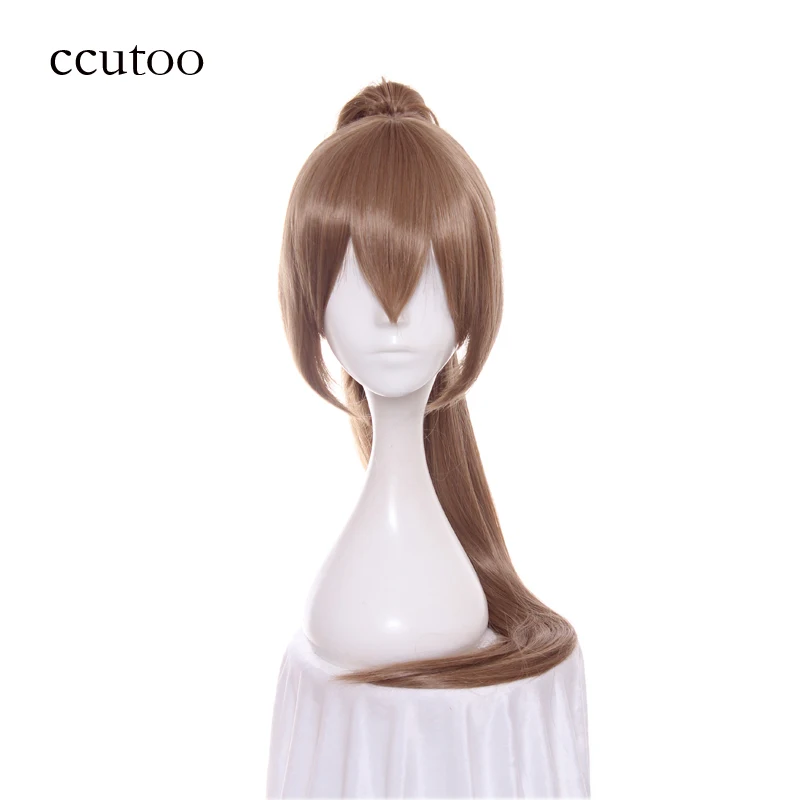 ccutoo Gintama Okita Sougo Sougo Blonde Long Straight Synthetic Hair Cosplay Wig+A Chip Ponytail