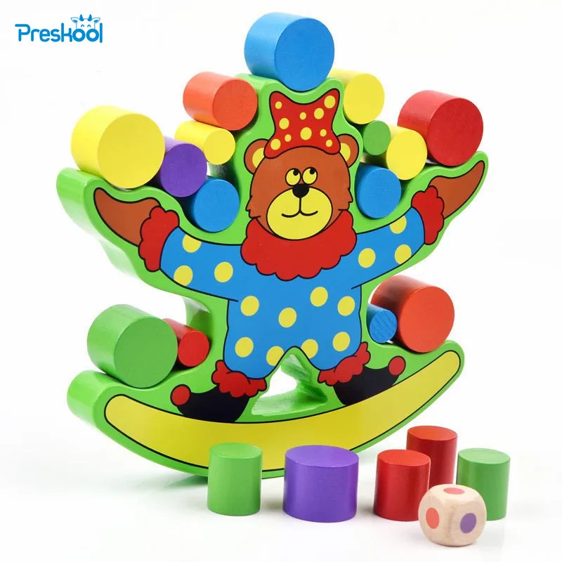 

Children Enlightenment kindergarten preschool gift toy wooden small bear balance block game