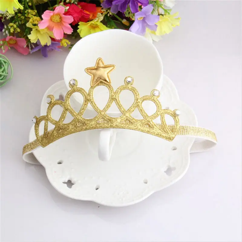 Kids Girl księżniczka opaska z koroną brokatowy filc Vintage złoty srebrny Tiara Hairbands urodziny prezent Party akcesoria na głowę nakrycia głowy