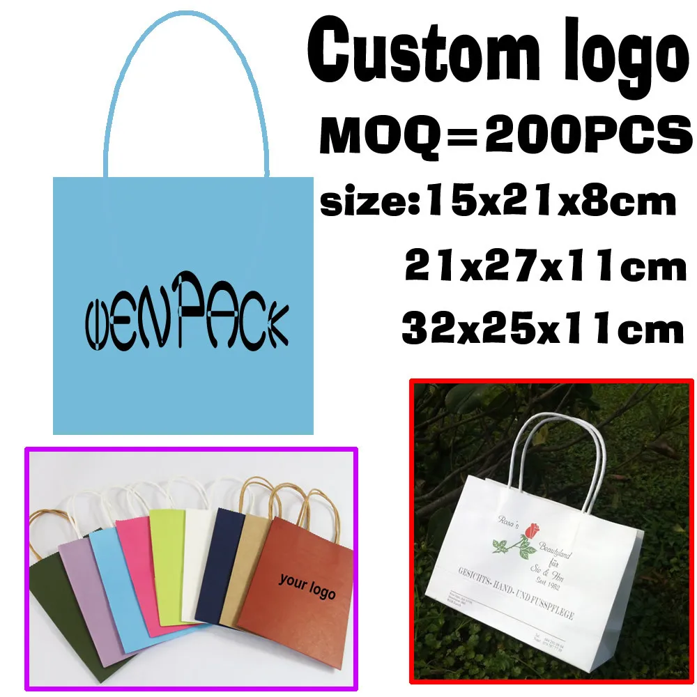 Custom Printed  shipping Logo Gift Recyclable  Kraft Paper Bags