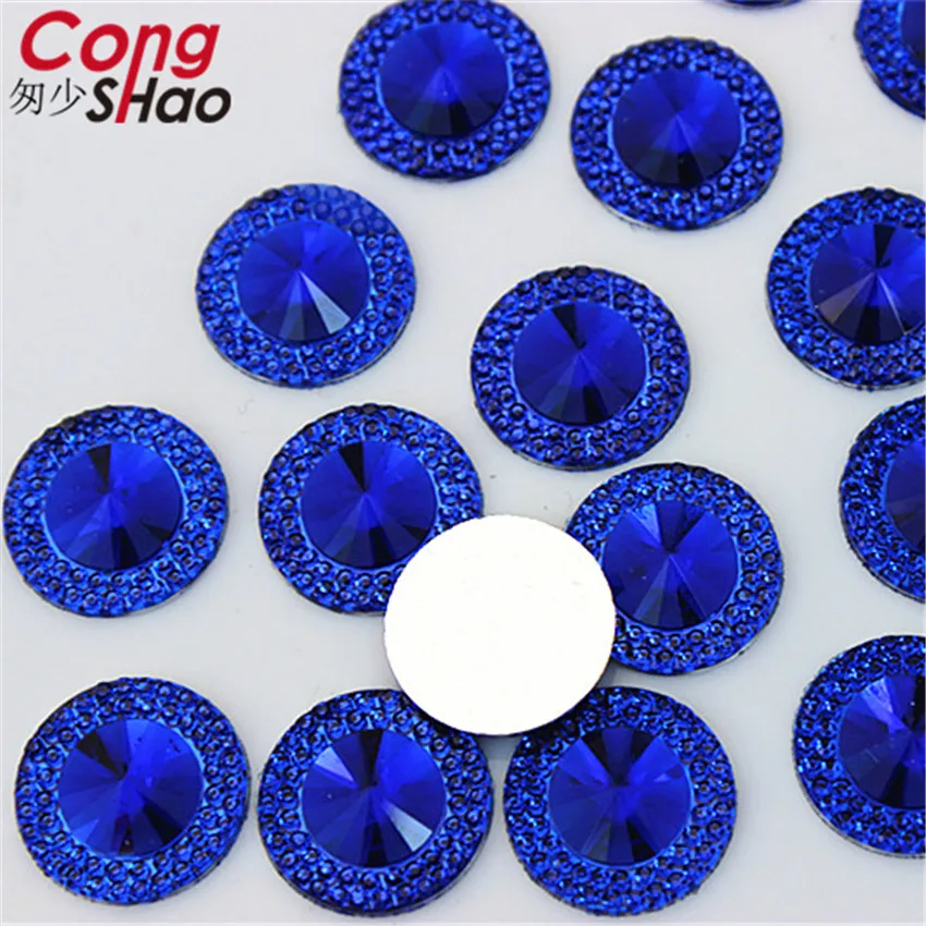 Cong Shao 200pcs 12/14/16mm Round Shape Resin Rhinestone Flatback Beads Strass Crystals Stone For Clothes Decoration Craft CS441