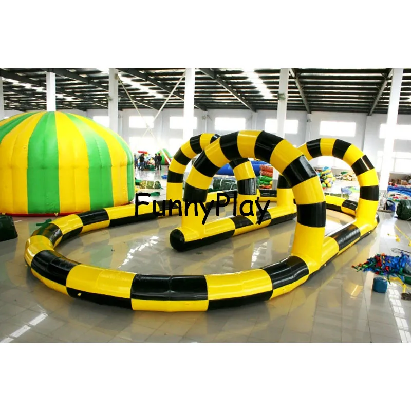 Kids play outdoor sports games go kart race track for balls inflatable race track go karts for sale