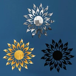 3D Mirror Sun Flower Art Removable Wall Sticker Acrylic Mural Decal Home Room Decor Hot