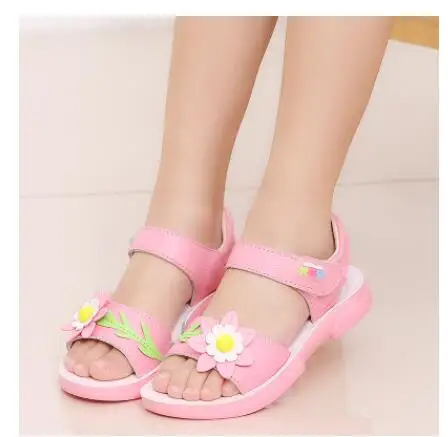 New Fashion Summer Girls Sandals Rhinestone Princess Dress Shoes Flip Flops With Elastic Band Beach Sandals  Leather Shoes