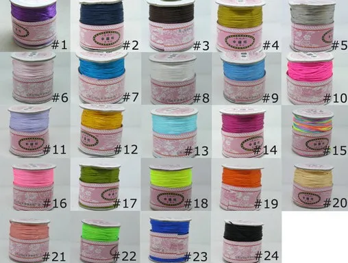 6pcs Optional 24 Colors 80Yard Chinese Knot Macrame Rattail/Satin Nylon Cord 1.0mm (U  Should Choose Color)