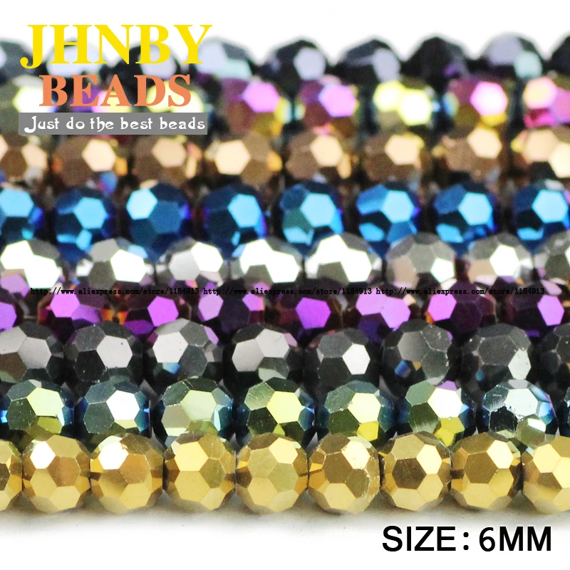 JHNBY Football Faceted shape Austrian crystal 50pcs 6mm plated color Round Loose beads Jewelry bracelet accessories making DIY