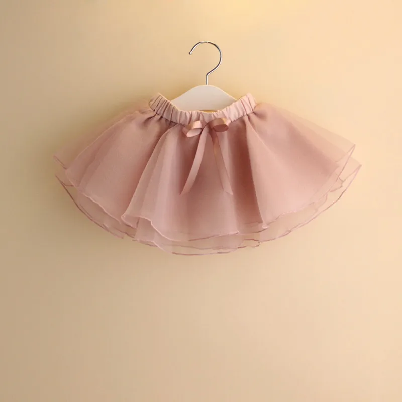 2023 Kids Tutu Skirt Summer Soild Ribbons Pleated Mesh Skirts Korean Baby Clothes For Party  2-8Years