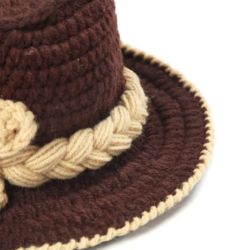 Crochet Baby Cowboy Hat and Boots Set in Brown Newborn Boy Photo Props Handmade Knitted Baby Hat and  Booties H034