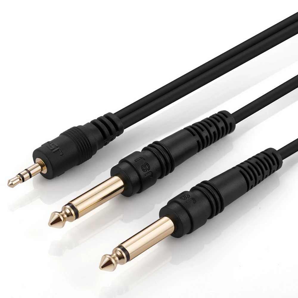 

Digizulu 3.5mm 1/8" Stereo Male to Double 1/4" 6.35mm Jack Mono Audio Splitter Cable Mixer Amplifier Microphone Instrument music