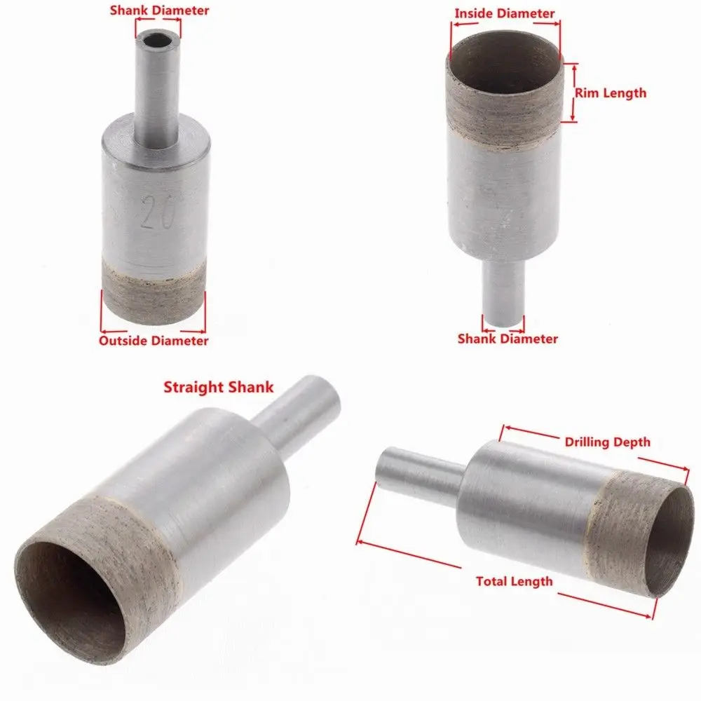 4-20mm Sintered Diamond Core Drill Bits Straight Shank 10mm 3/8" inch Wet Hole Saw for Glass Stone Tile Ceramic ILOVETOOL