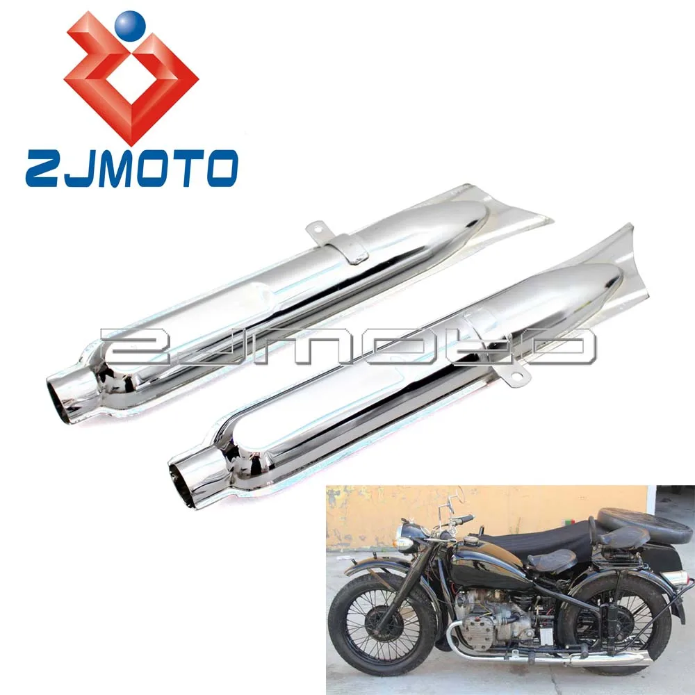 1 Pair Motorcycle Exhaust Muffler Pipe For BMW K750 M1 M72 R71 R12 CJ Dnepr MT12 Fish Tail Exhaust Pipes