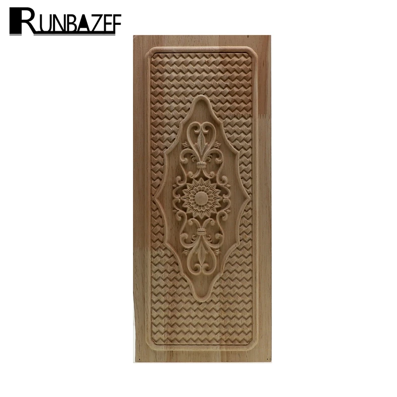 RUNBAZEF Craft Unpainte Carving Wood Decoration Wood Furniture Wooden Applique Decal Corner Onlay Applique Frame For Home Decor