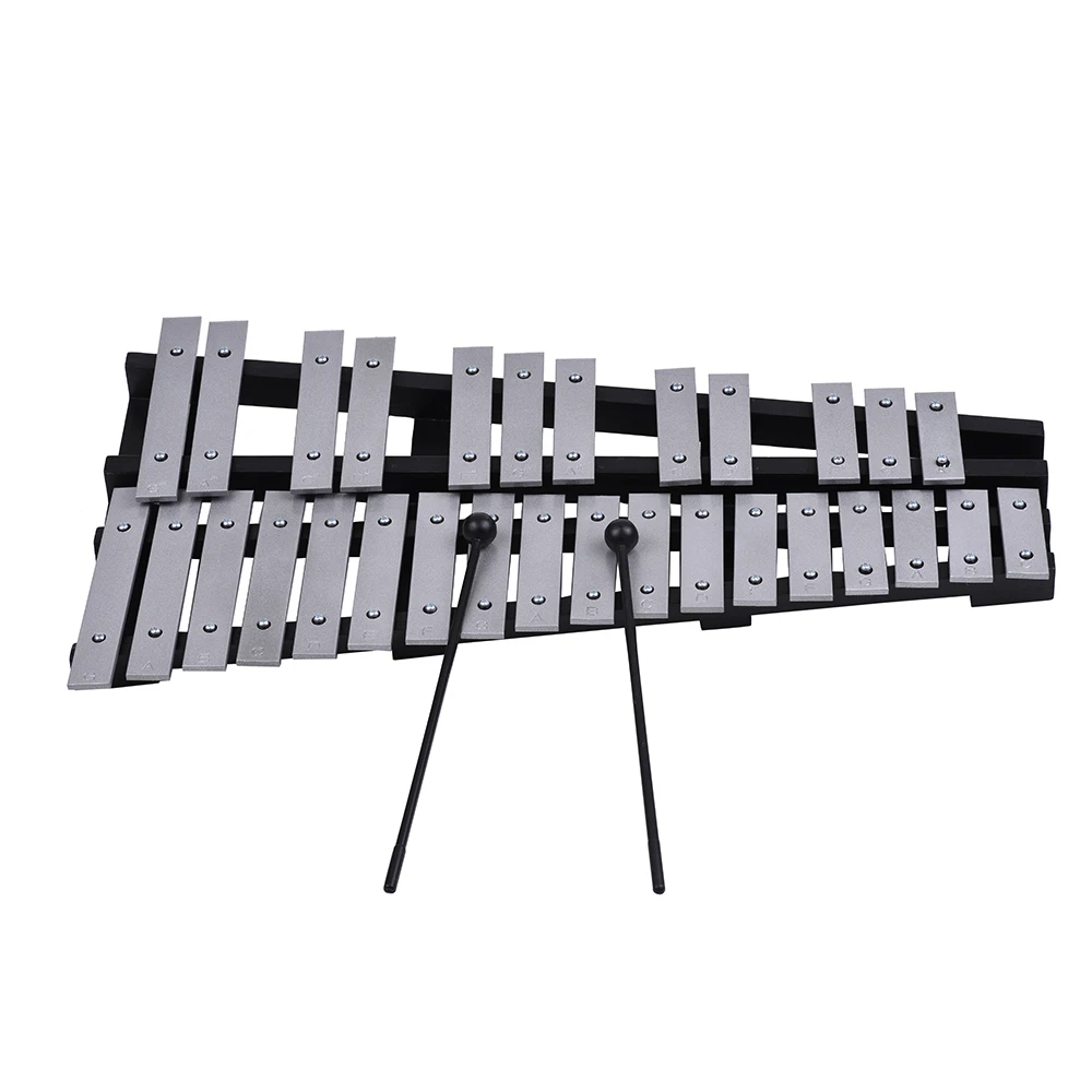 30 Note Glockenspiel Xylophone Wooden Frame Aluminum Bars Educational Percussion Instrument with Carrying Bag