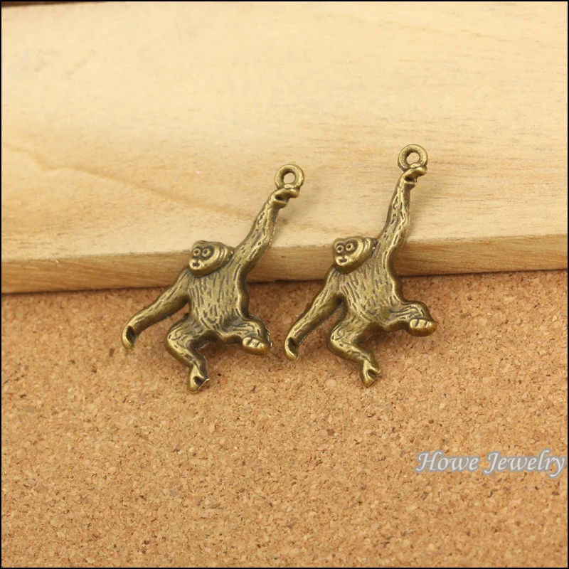 Wholesale vintage  70pcs antique bronze  monkey  pendant  charm fit for  European Necklace  diy  jewelry Findings 10082