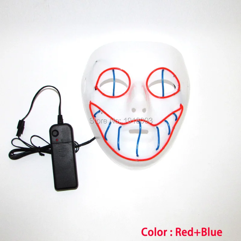 Vendite calde EL wire Horror smile Masks maschera di Halloween incandescente EL wire Festival LED incandescente illuminazione natalizia come regalo maschera di carnevale