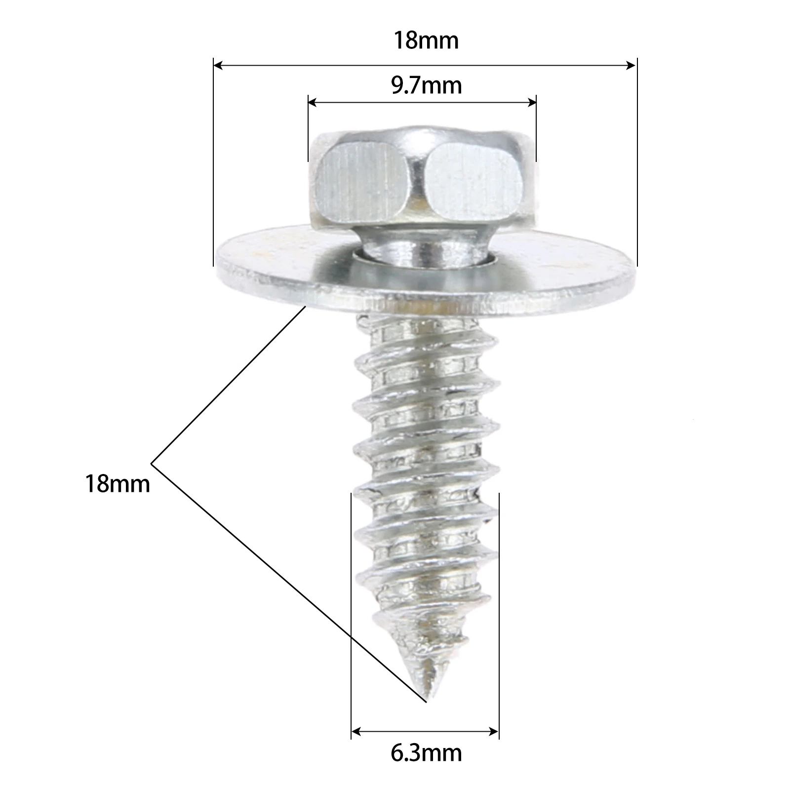 Yetaha 20Pcs Car Body Tapping Screw Rivet Interior Trim Panel Hex Bolts Universal Car Fender Fastener Rivets