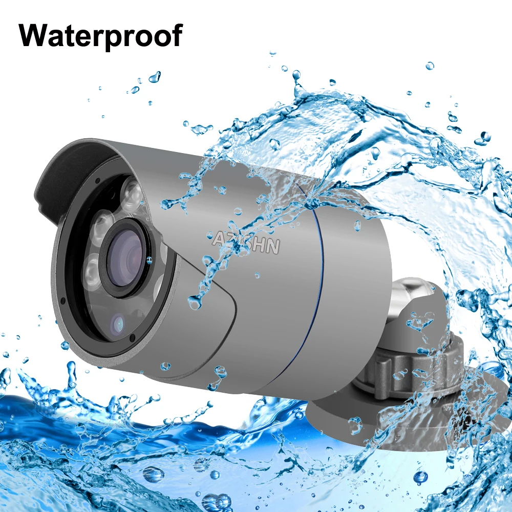 AZISHN H.265/H.264 5MP 2880*1616 IP كاميرا مراقبة كاميرا مصغرة 6 صفيف IR المصابيح IP66 معدن مقاوم للماء CCTV تيار مستمر 12 فولت/48 فولت PoE